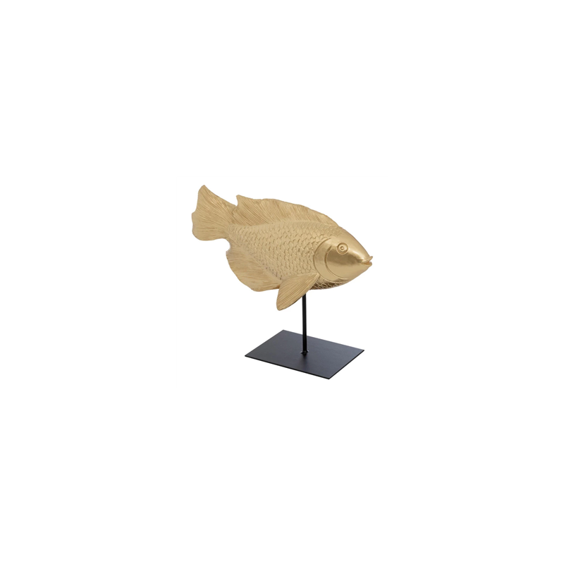 Statuette poisson en résine dorée 31 x 10 x 25cm