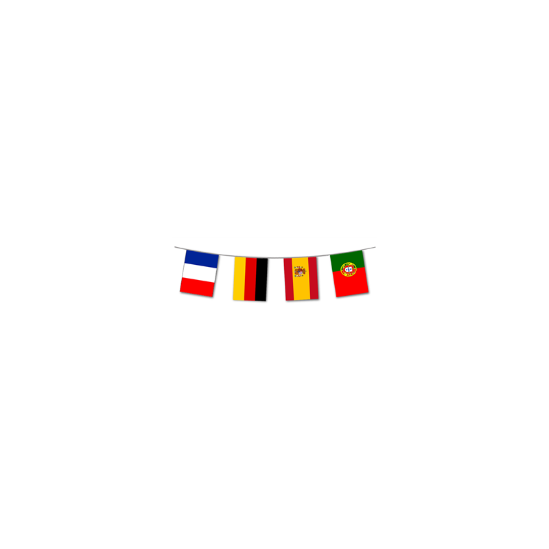 Guirlande pays participants x 29 nations Monde- fanions 14 x 21 - tissu - 10,5 m