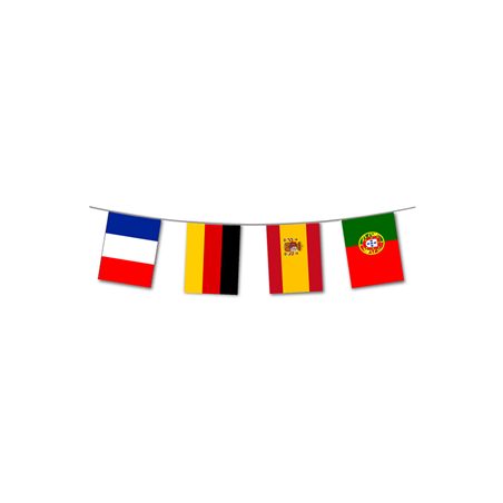 Guirlande pays participants x 29 nations Monde- fanions 14 x 21 - tissu - 10,5 m