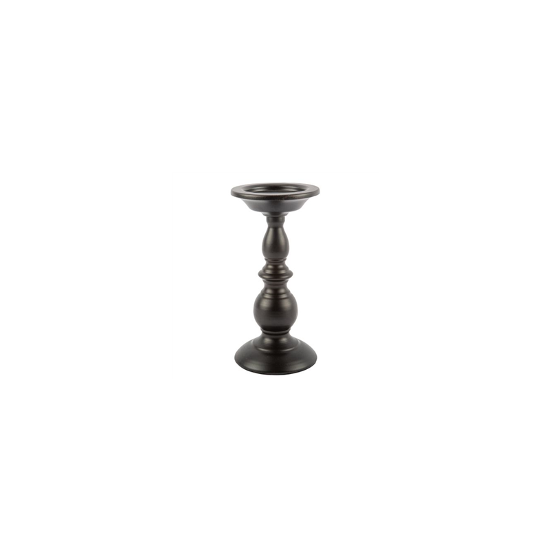 Bougeoir Baroque métal noir mat - 10,5 x 22cm