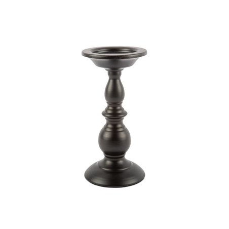 Bougeoir Baroque métal noir mat - 10,5 x 22cm