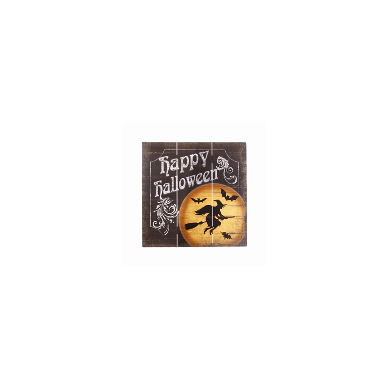 Plaque en bois HAPPY HALLOWEEN - 40 x 40cm