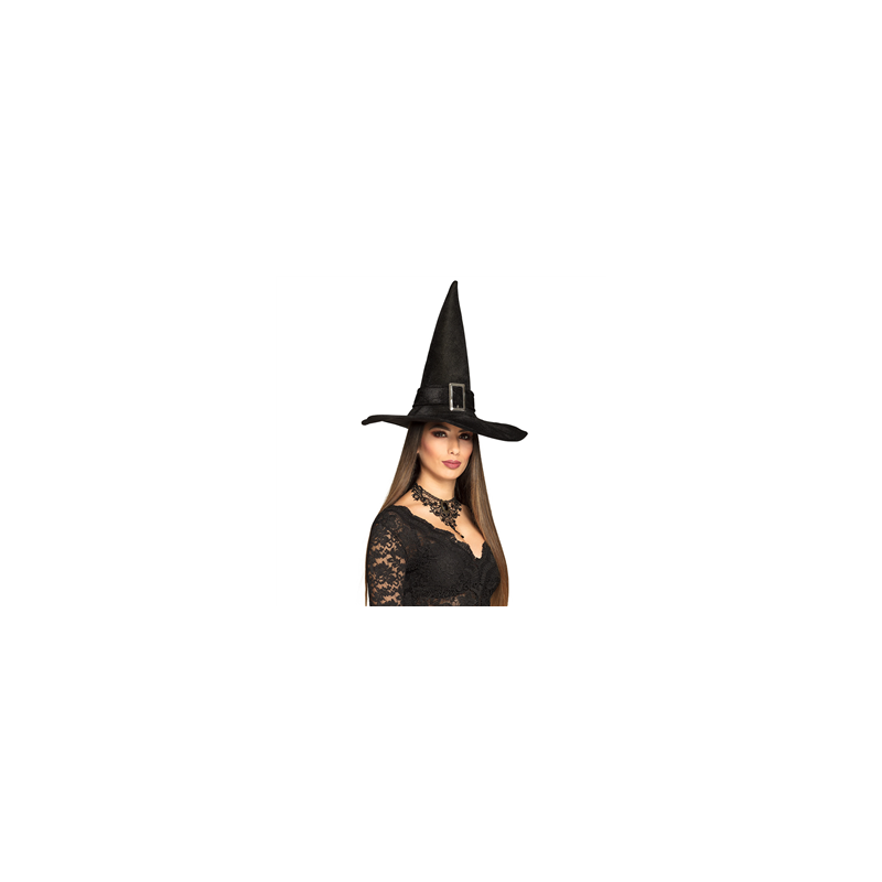 Chapeau de sorcière noir polyester - taille adulte - Haut. 44cm