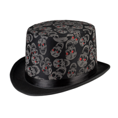 Chapeau haut de forme Halloween Tête de Mort - taille adulte
