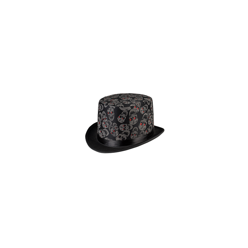 Chapeau haut de forme Halloween Tête de Mort - taille adulte