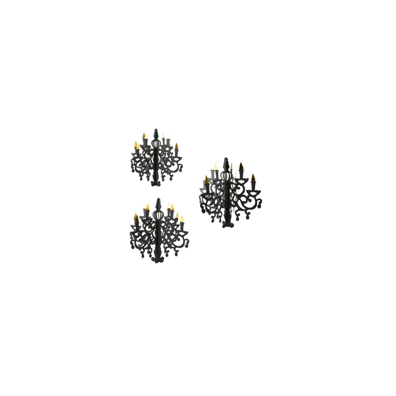Lot de 3 chandeliers noirs à suspendre - papier Diam. 35-45-55cm