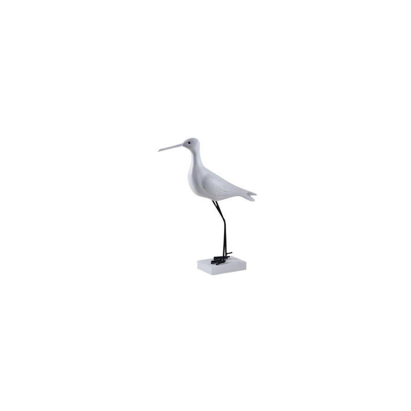 Oiseau de mer en bois blanc sur pied métal noir 20 x 7 x 29cm (pm)