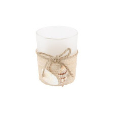 Photophore en verre et jute Diam. 5,5cm Haut. 6,5cm