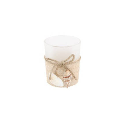 Photophore en verre et jute Diam. 5,5cm Haut. 6,5cm