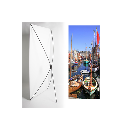 Kakemono Bretagne bateaux - 180 x 80 cm - Toile M1 avec structure  X- Banner