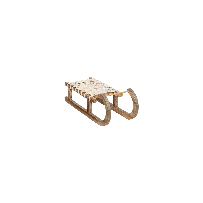 Luge en bois corde naturel 40 x 14 x 10cm
