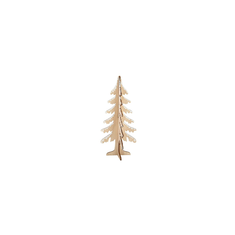 Sapin 3D en Bois et Blanc 29x13cm - à Assembler