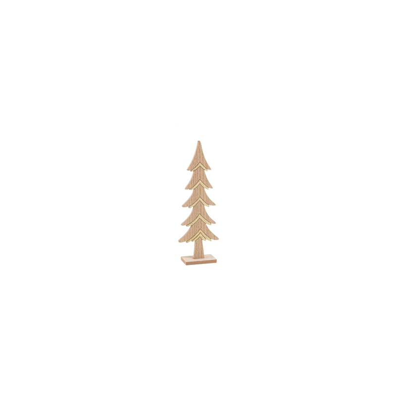 Grand Sapin Bois et Paillettes Or 31 x 10,5 cm