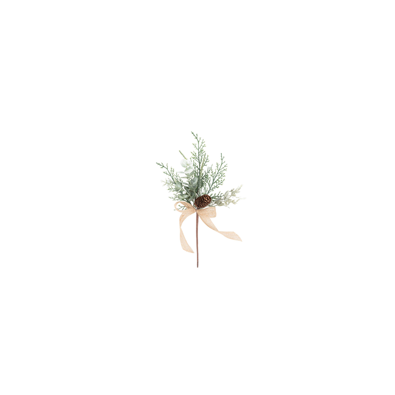 Branche de Sapin Eucalyptus et Pommes de pin nœud jute - Haut. 32cm