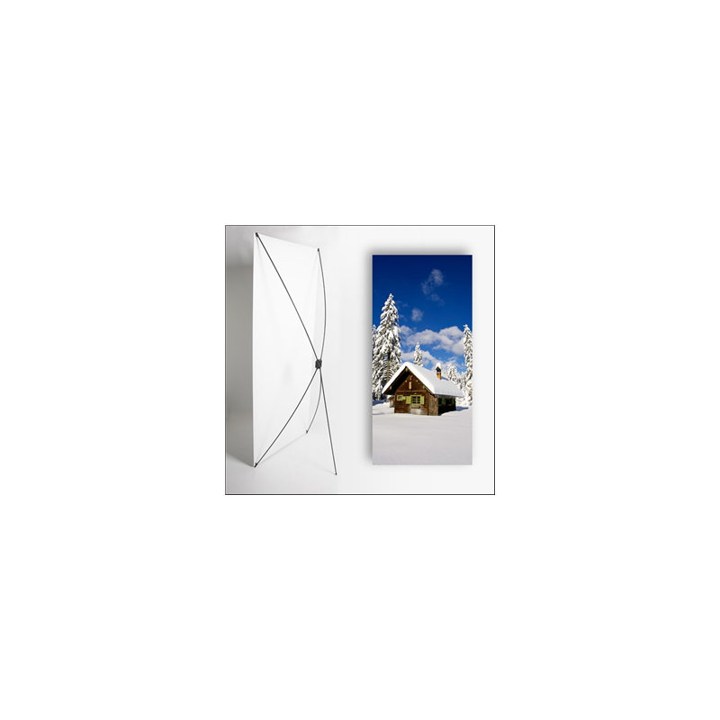 Kakemono Montagne Chalet - 180 x 80 cm sur Toile M1 avec structure  X- Banner