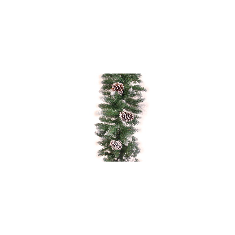 Guirlande de sapin enneigée avec pommes de pin - Diam. 30cm Long. 270cm