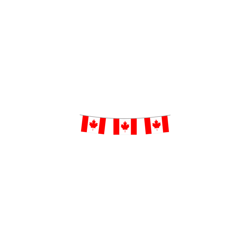Guirlande drapeaux Canada 10 fanions 21 x 30cm - papier Long. 420cm