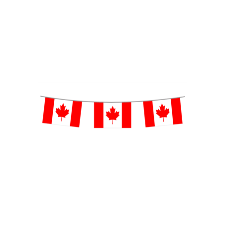 Guirlande drapeaux Canada 10 fanions 21 x 30cm - papier Long. 420cm