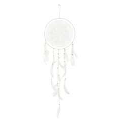 Attrape-rêves en plumes, blanc cassé, 30 x 94 cm