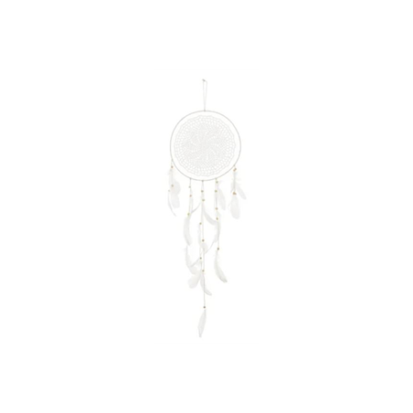 Attrape-rêves en plumes, blanc cassé, 30 x 94 cm