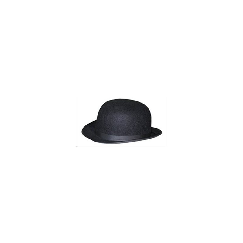 Chapeau melon noir en feutre - taille adulte - Haut. 12cm Diam. 28cm
