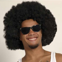Perruque Afro noire polyester - Diam. 30cm