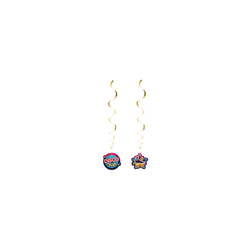 Lot de 2 tourbillons dorés disco - PVC  et  papier Haut. 85cm