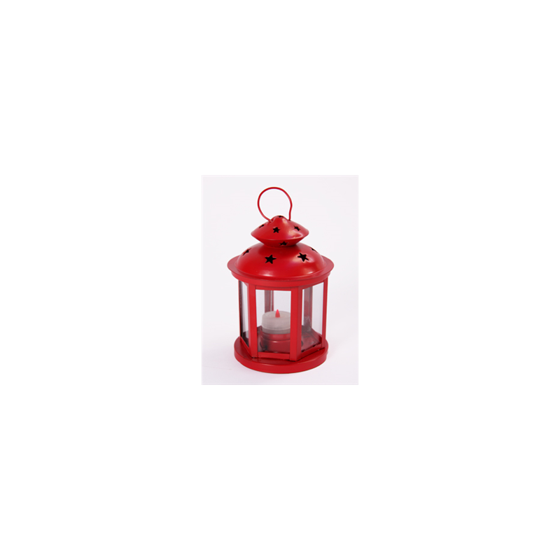 Lampe rouge en métal - H 15 cm