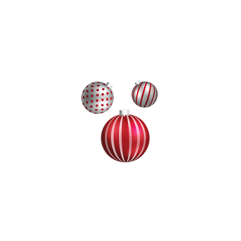 Boules de Noel x 3 - carton RV - D. 40/ 30 / 20 cm