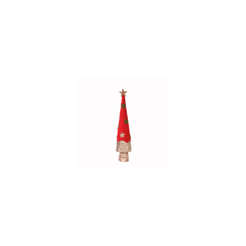 sapin conique rouge/vert naturel diam:11x h:49 cm