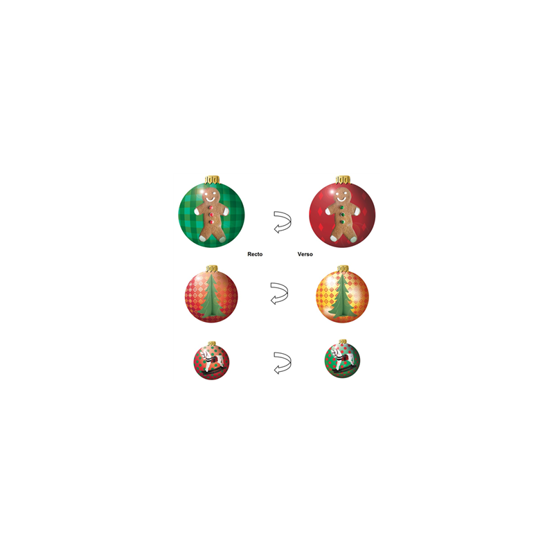 Boules de Noël x 3 motifs - carton RV - D. 40/ 30 / 20 cm
