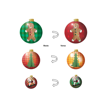 Boules de Noël x 3 motifs - carton RV - D. 40/ 30 / 20 cm