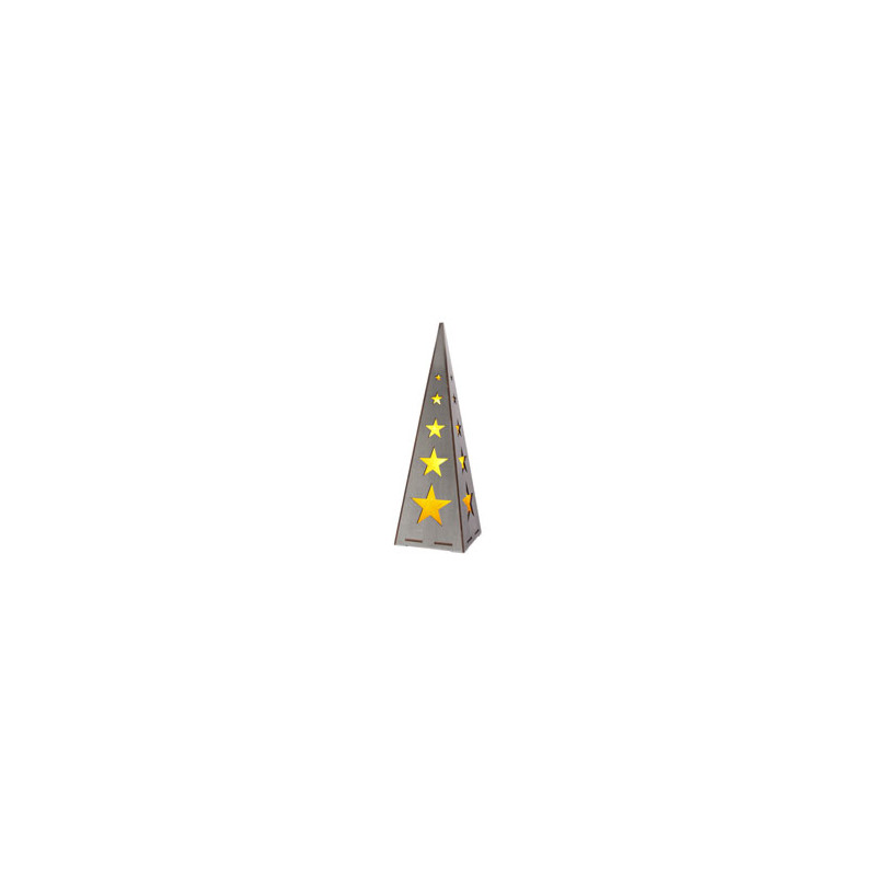 Sapin de NOEL - éclairage LED - Bois et papier - Haut 57cm (prevoir 3 piles LR6)