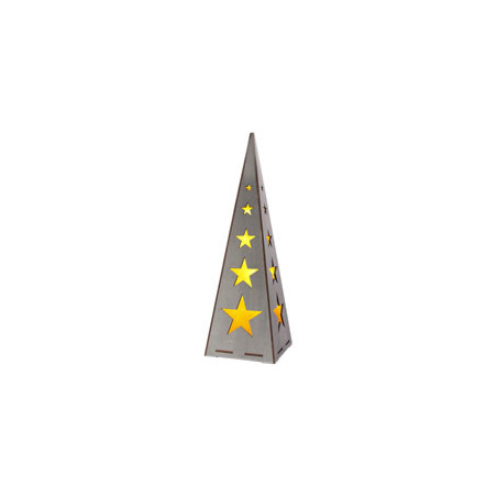Sapin de NOEL - éclairage LED - Bois et papier - Haut 57cm (prevoir 3 piles LR6)