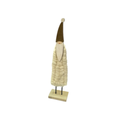 Pere Noel en bois et laine - 26 x 6 x 5 cm