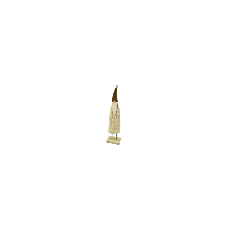 Pere Noel en bois et laine - 26 x 6 x 5 cm