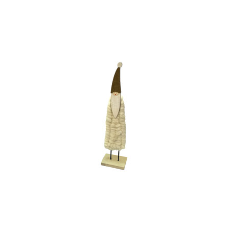 Pere Noel en bois et laine - 26 x 6 x 5 cm