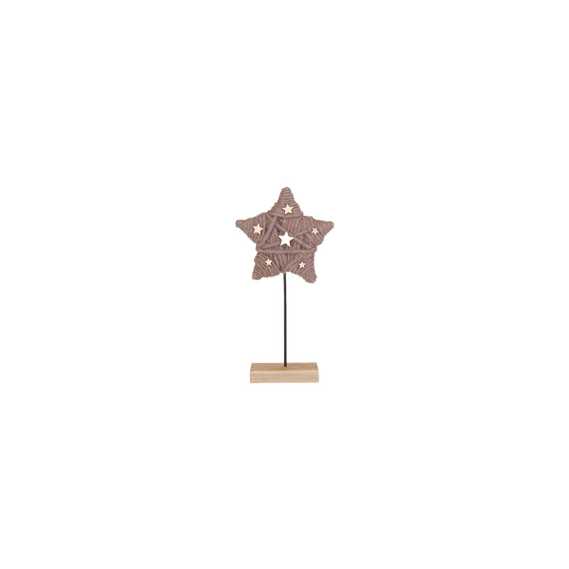 Etoile en bois et laine grise - 34 x 14 x 8 cm
