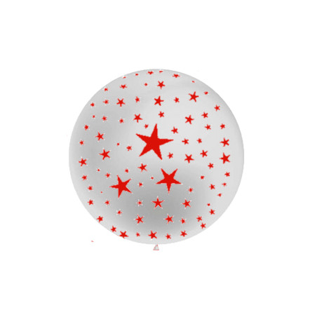 Ballon rond argent métal motif Étoiles - Diam. 60cm