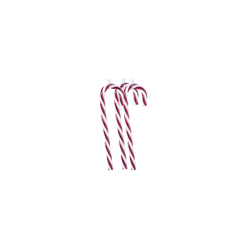 Sucre d'orge x3 à suspendre dans le sapin - plastique - Long. 12,5cm