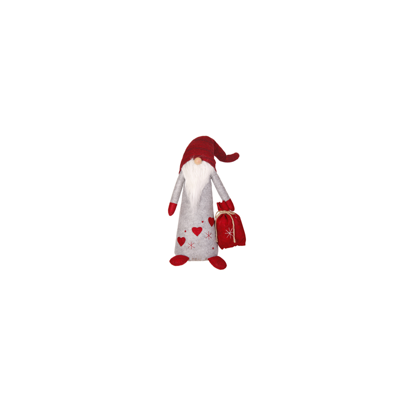 Père Noël Bonnet  et  Longue Barbe (Sac Rouge - assis) 26 x 16 x 67