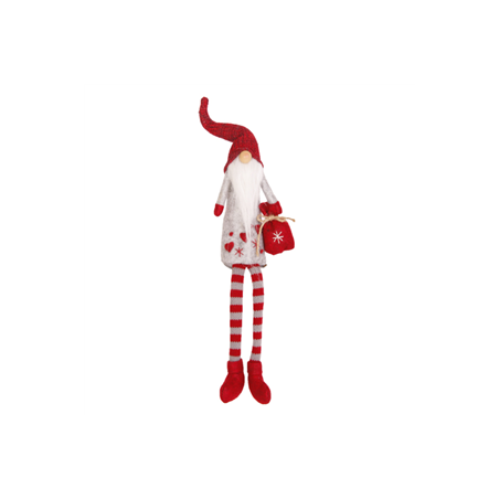 Père Noël Bonnet  et  Longue Barbe (Sac Rouge - assis)  15 x 7 x 58
