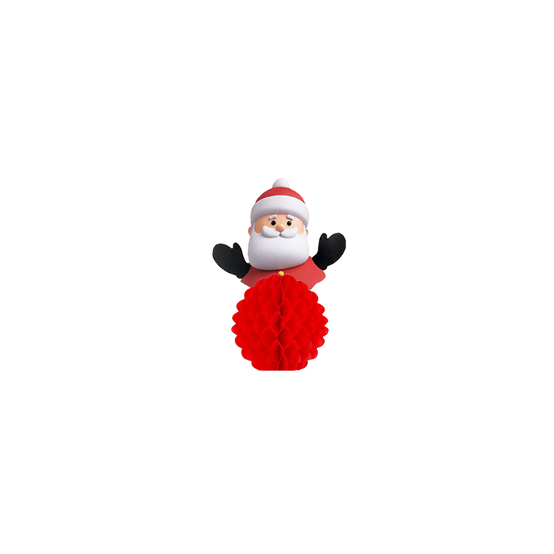 Père Noël en papier alveolé rouge et blanc - 25 cm