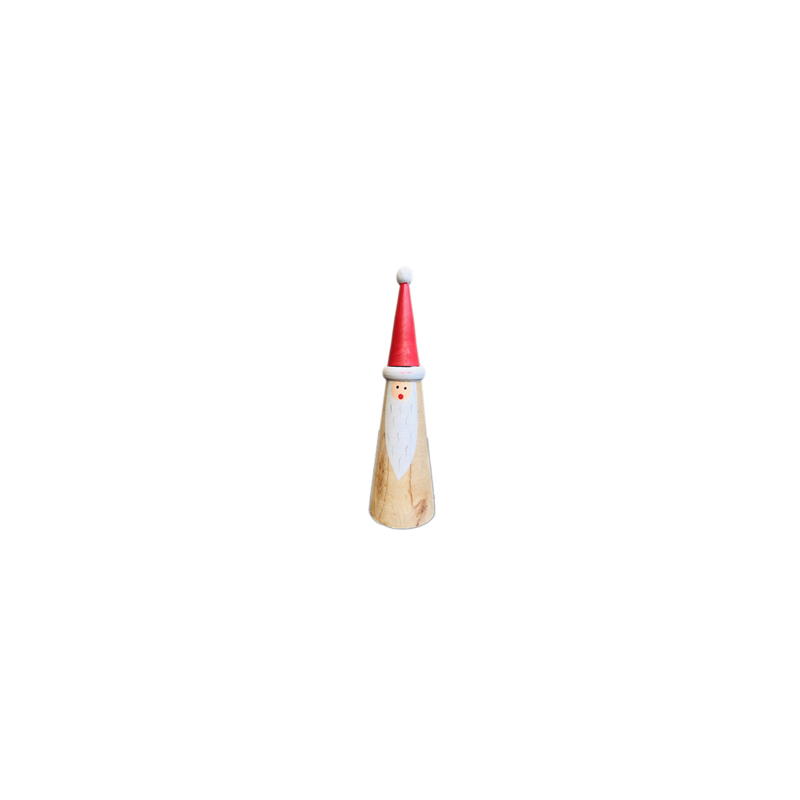 Père Noel conique en bois - Haut 23cm