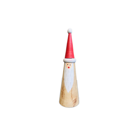 Père Noel conique en bois - Haut 23cm