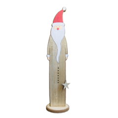 Père Noël en bois sur socle - PM - Haut 38cm