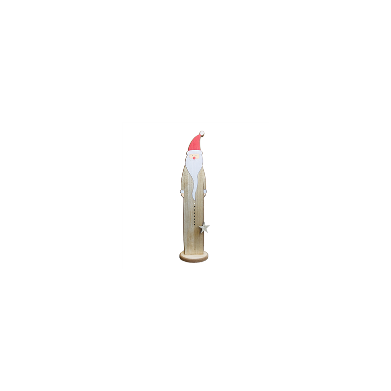 Père Noël en bois sur socle - PM - Haut 38cm