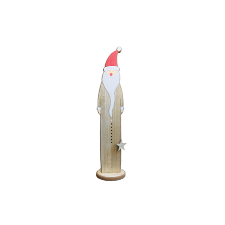 Père Noël en bois sur socle - PM - Haut 38cm