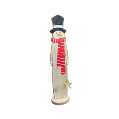Bonhomme de neige en bois sur socle - PM - Haut 38cm