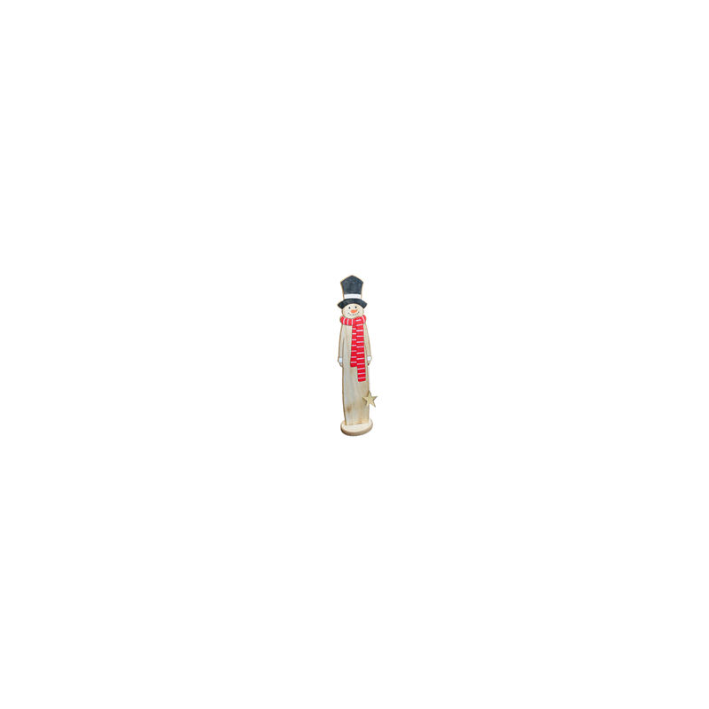 Bonhomme de neige en bois sur socle - PM - Haut 38cm